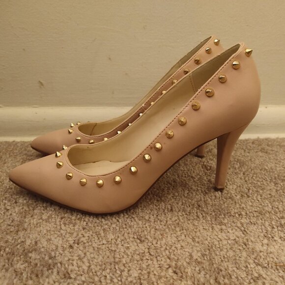 Kardashian Tawnya Spiked Heels Womens 10 Blush Pink Point Toe Pumps Size 7 - Picture 2 of 5
